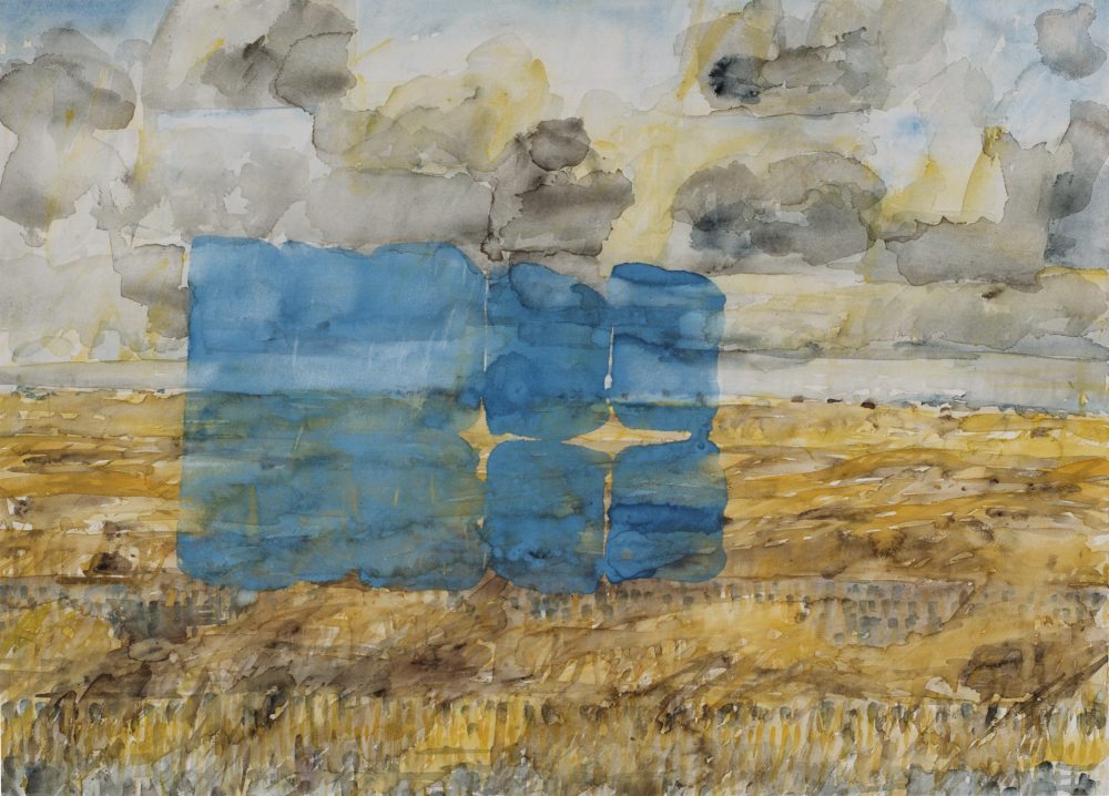 Harry Visser | Passerend blauw met wolken | aquarel | 60 x 80