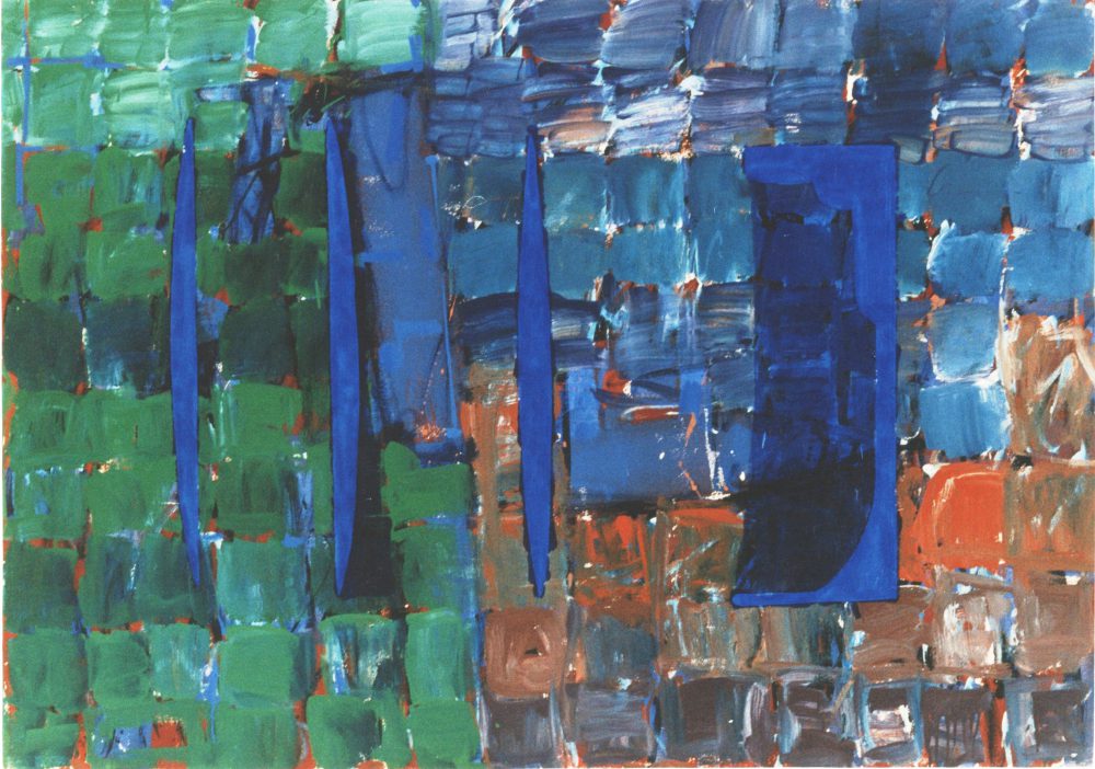 Harry Visser | Landschap met blauwen | olieverf 110 x 140