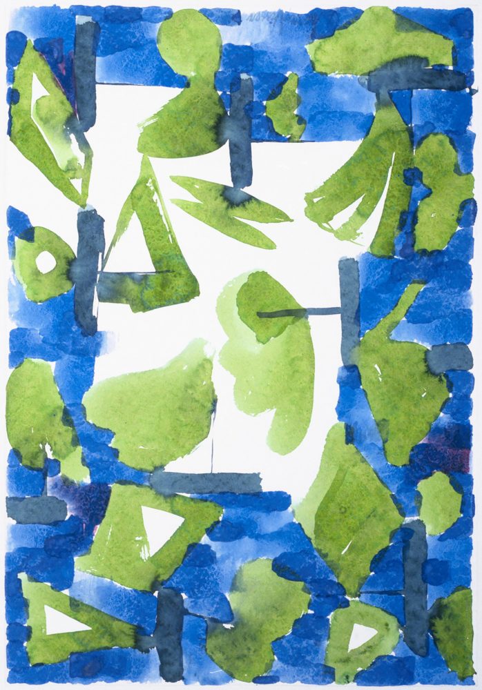 Harry Visser | Bladstructuur groen blauw | aquarel
